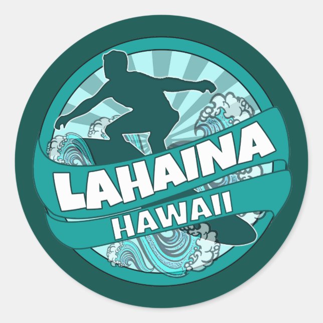 Logo autocollants de Lahaina Hawaii turquoise surf (Devant)