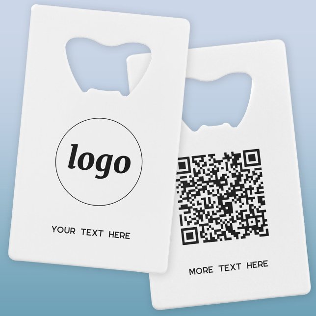Logo avec le code QR textuel Entreprise (Logo QR code custom text business promotional credit card style bottle opener)