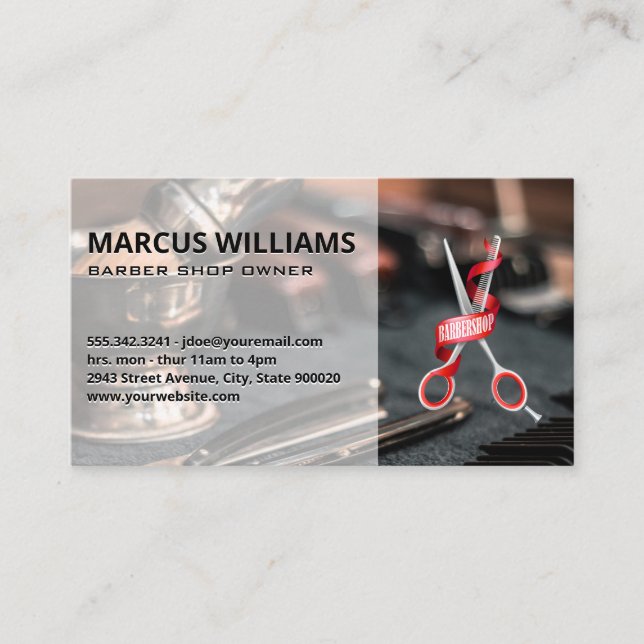 Logo Barbershop | Carte de visite de poste de trav (Devant)