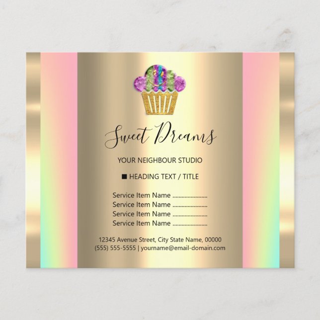 Logo Beauty Salon Sweet Holograph Price List Flyer (Vorne)