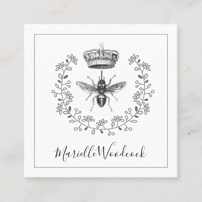 Logo "Bee and Crown Laurel" Quadratische Visitenkarte (Vorderseite)