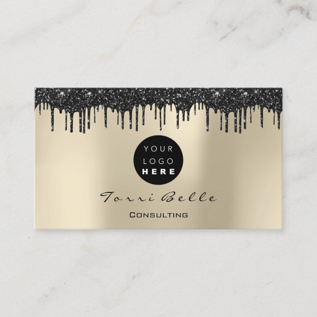 Logo Beruflich Black Tropfen Glitzer Consulting Visitenkarte (Vorderseite)