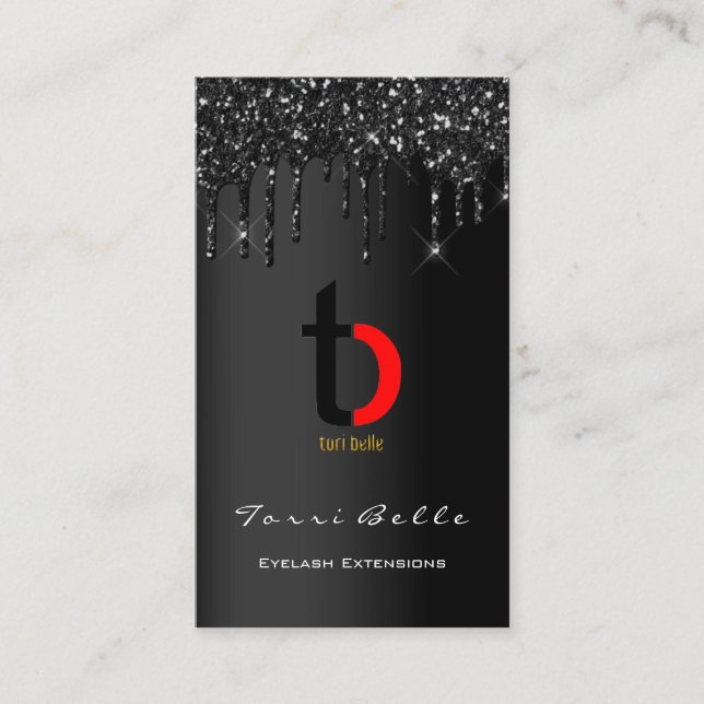 Logo Beruflich Black Tropfen Glitzer Eyelash Gina Visitenkarte (Vorderseite)