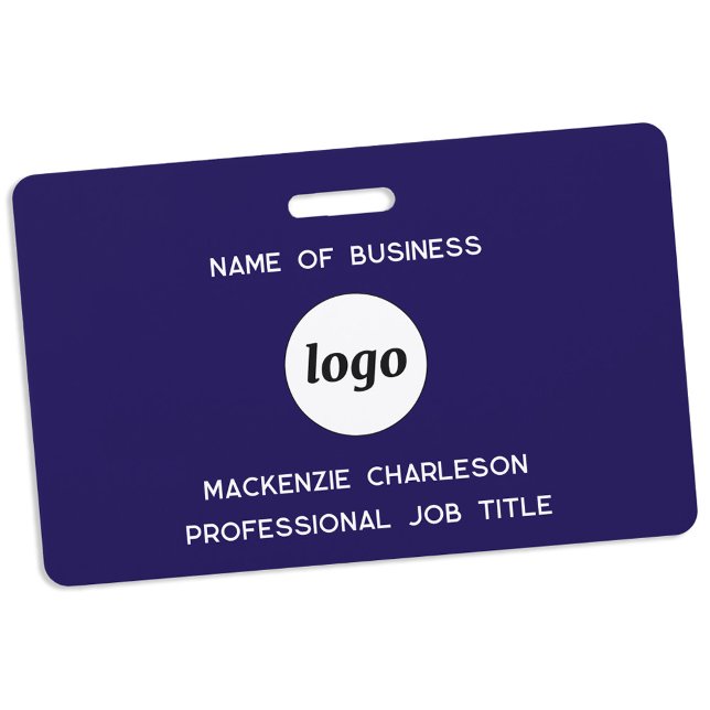 Logo Beruflich Business Navy Name Ausweis (Simple logo with custom text business branding promotional employee staff colleague name badge)