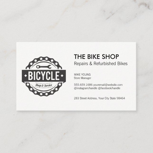 Logo "Bicycle Shop and Service" Terminkarte (Vorderseite)