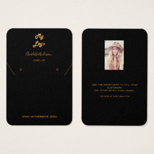 Logo bijoux d'oreille en or noir carte photo