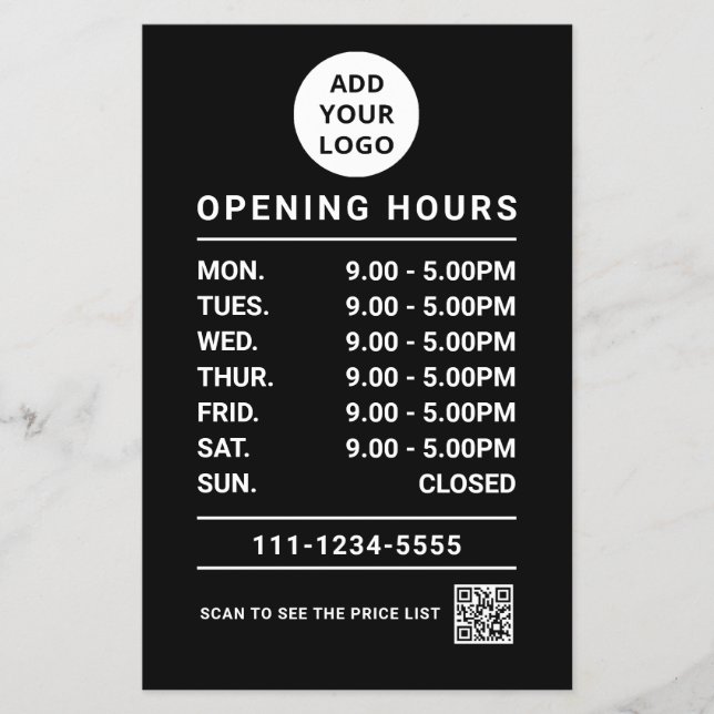 Logo "Black Business Opening Hours" - Code Flyer (Vorne)
