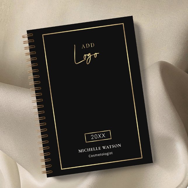 Logo Black & Gold élégant Custom Business 2025 (Elegant black and gold logo business planner with your custom text)
