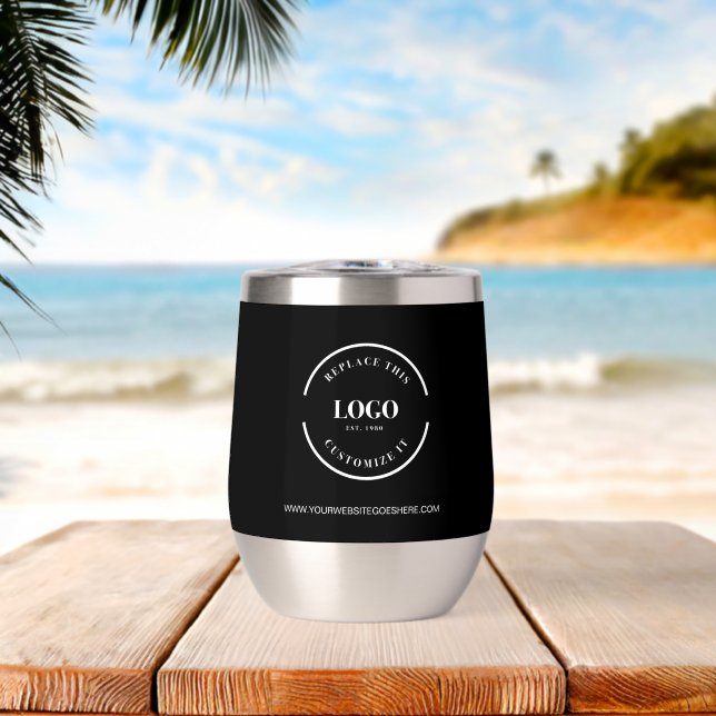 Logo blanc personnalisé avec site simple noir (Plage (pivotée))