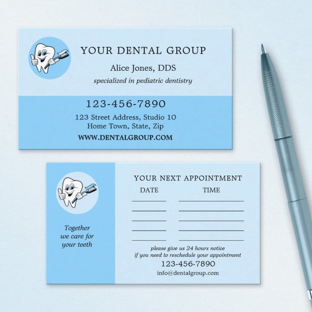 Logo Blue Dentin Termination Business Card Terminkarte (Von Creator hochgeladen)