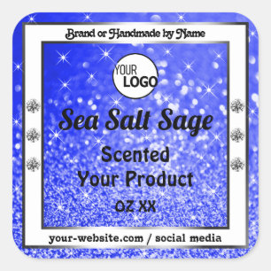 Logo "Blue Glitzer Sparkling Stars" Quadratischer Aufkleber