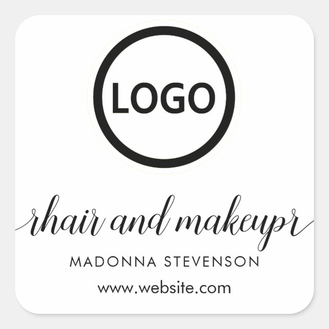 Logo-Blush Einfache Typografie Haarmaske Quadratischer Aufkleber (Vorderseite)