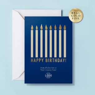 Logo Bougies Business Blue Gold Carte d'anniversai