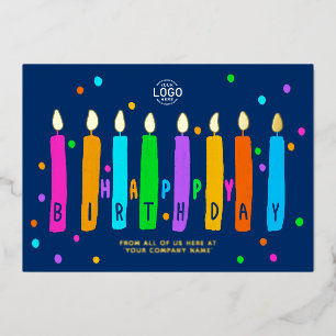 Logo Bougies Navy Blue Business Carte Or Anniversa