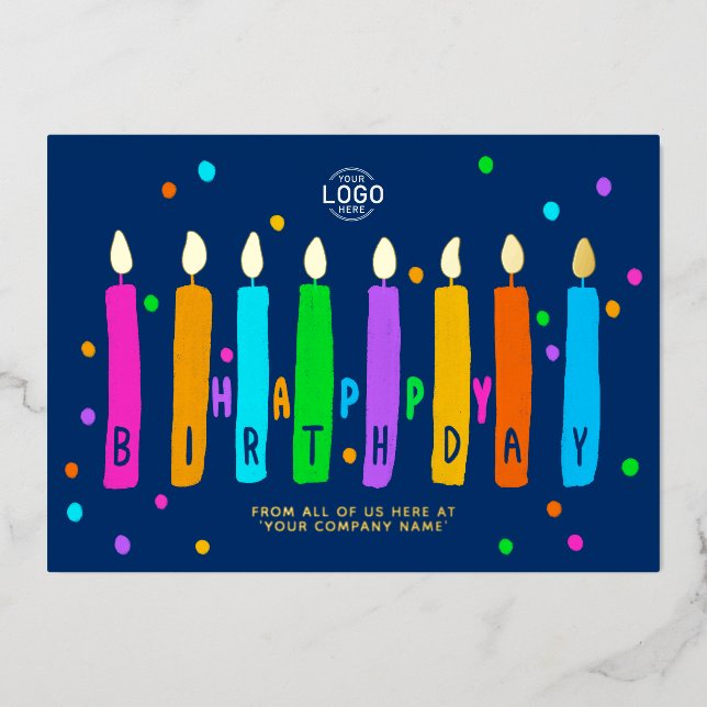 Logo Bougies Navy Blue Business Carte Or Anniversa (Recto)