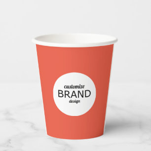 Logo-Branding für Minimalistische Rote Orange Pappbecher
