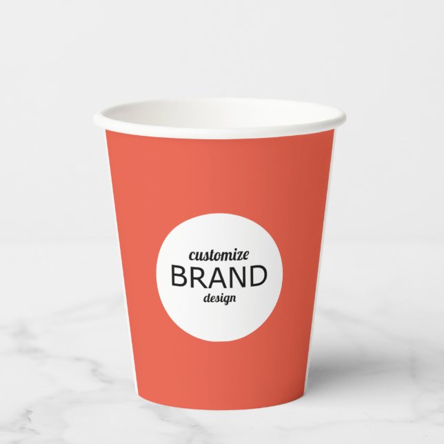 Logo-Branding für Minimalistische Rote Orange Pappbecher (Vorderseite)