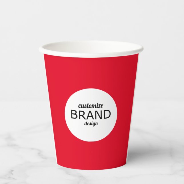 Logo-Branding für Unternehmen Minimalistisch rot Pappbecher (Vorderseite)