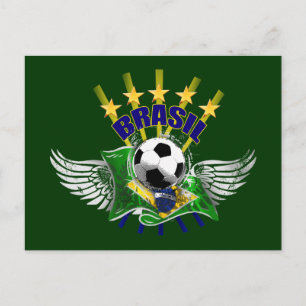 Logo Brasilien Emblem 5 Sterne für dunkle Geschenk Postkarte
