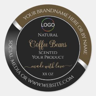 Logo Brown Black Wavy Silver Étiquettes de produit