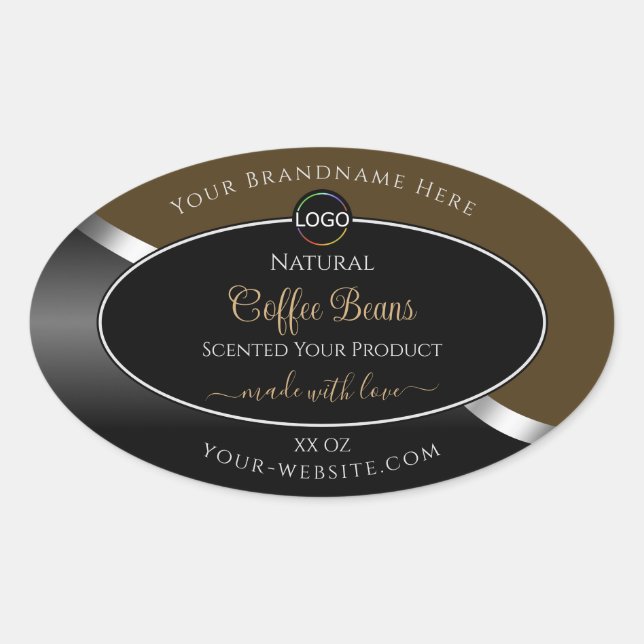Logo Brown Black Wavy Silver Étiquettes de produit (Devant)
