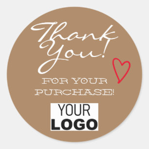 Logo Brown minimaliste Merci Étiquette Red Heart