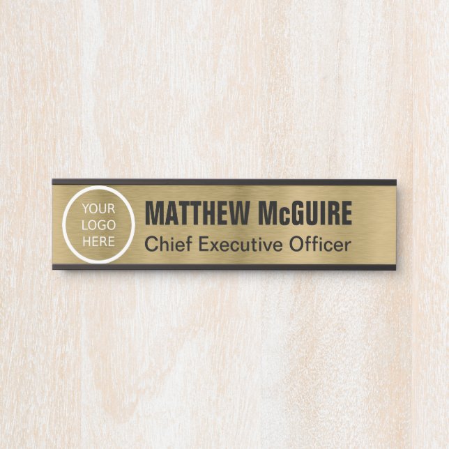 Logo "Brushed Antique Gold Look Office" Türschild (Vorderseite )