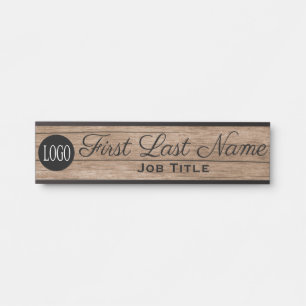 Logo-Bürotürschild Elegantes Holzmaserungsdesign Türschild