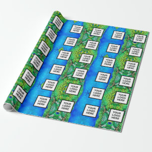 Logo Business Blue und Green Wrapping Paper Geschenkpapier