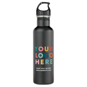 Logo Business Company Minimalistisch Black Edelstahlflasche