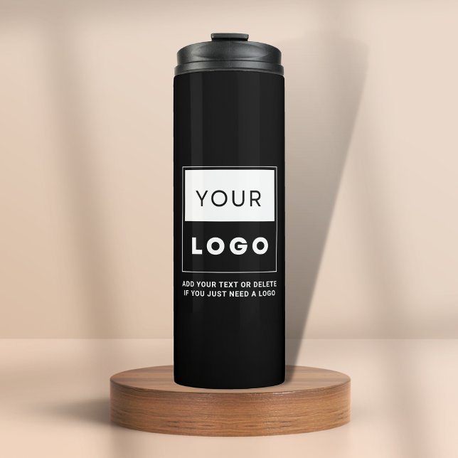 Logo Business Company Minimalistisch Black Thermosbecher (Von Creator hochgeladen)