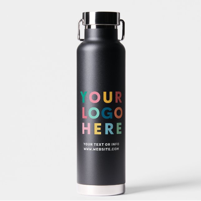 Logo Business Company Minimalistisch Black Trinkflasche (Vorne)