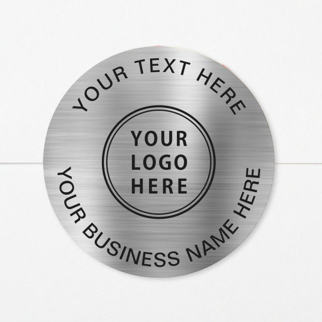 Logo Business Silber Runder Aufkleber (Von Creator hochgeladen)