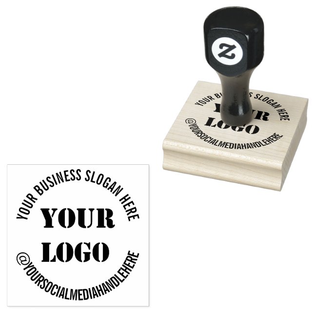 Logo-Business-Slogan Social Media-Handle Gummistempel (Stempel)