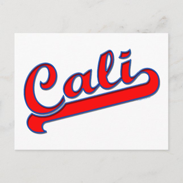 Logo Cali California Carte postale Rouge Bleu (Devant)