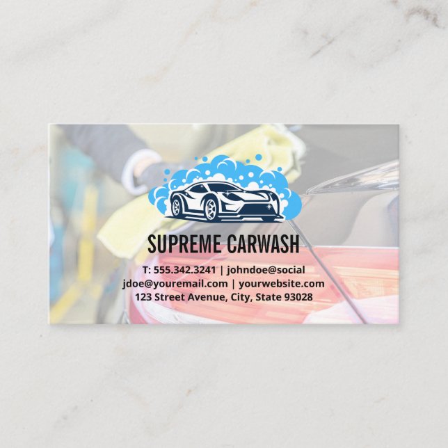 Logo "Car Wash Soap Bubbles" Visitenkarte (Vorderseite)