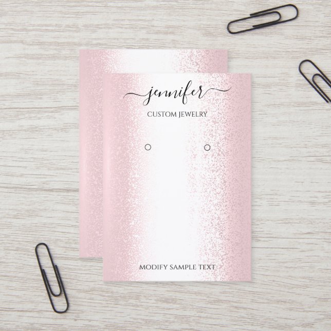 Logo Carte bijoux artisanale Rose rose (Devant/Arrière en situation)