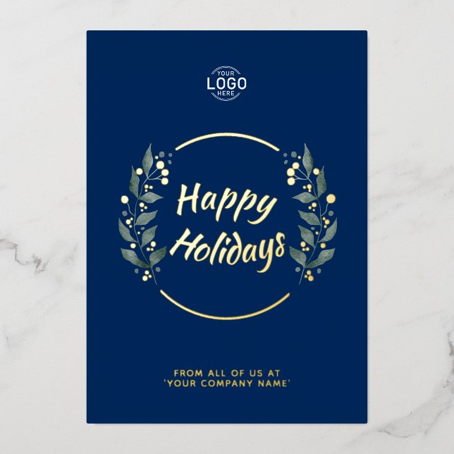 Logo Carte Calendrier des fêtes d'affaires bleues  (Recto)