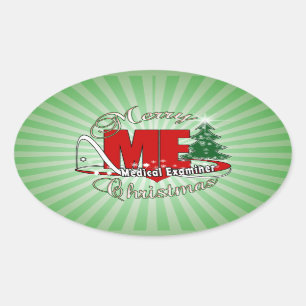 LOGO CHRISTMAS ME MEDICAL EXAMINER OVALER AUFKLEBER