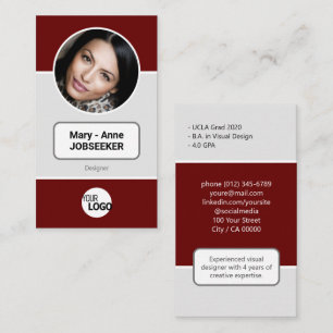 Logo Circle Frame Classic Job Seeker Klasse Rot Visitenkarte