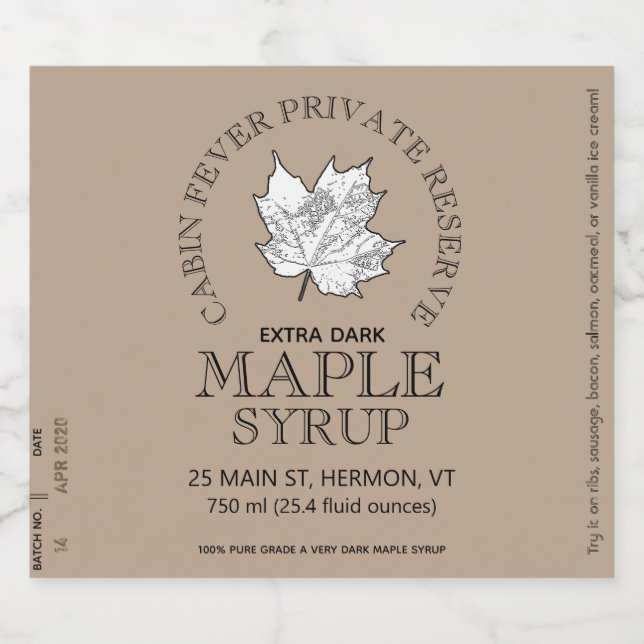 Logo circulaire Étiquette de sirop d'érable (lot e (Étiquettes simples)