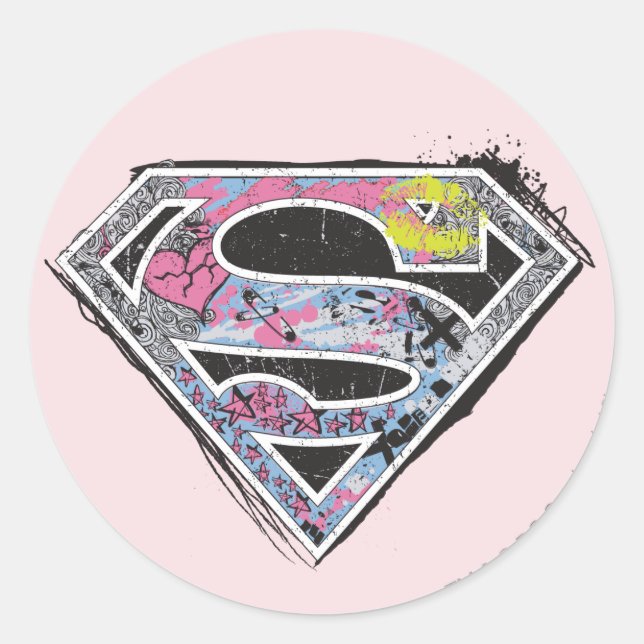 Logo-Collage für Supergirl Runder Aufkleber (Vorderseite)
