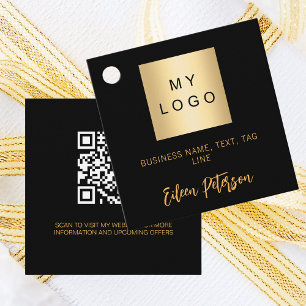 Logo commercial de nom d'or noir Code QR étiquette