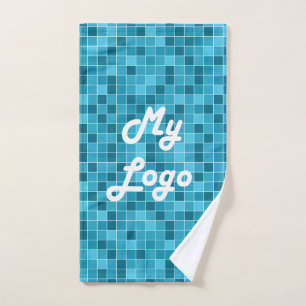 Logo commercial en tuiles bleues