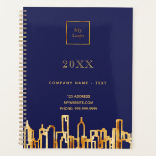 logo commercial marine bleu or ville skyline