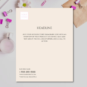 Logo Crème Minimale Flyer Marketing Professionnel