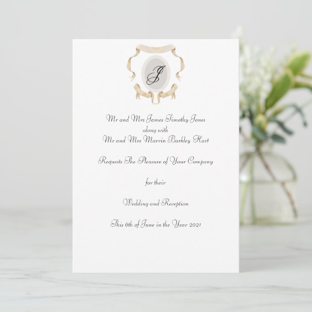 Logo Crest Monogramme Faire-part de mariage Décont (Debout devant)