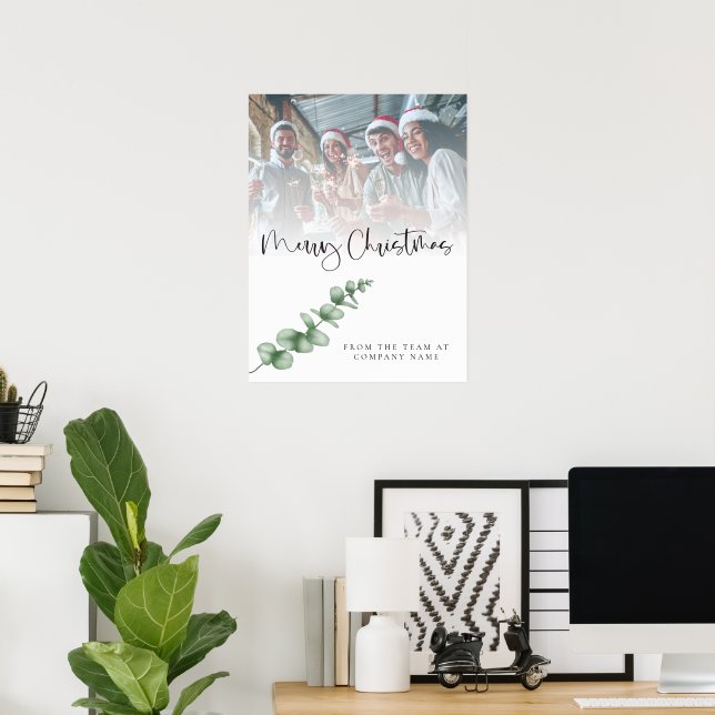 Logo Custom Foto Company Foliage Frohe Weihnachten Poster (Heimbüro)