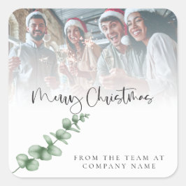 Logo Custom Foto Company Foliage Frohe Weihnachten Quadratischer Aufkleber