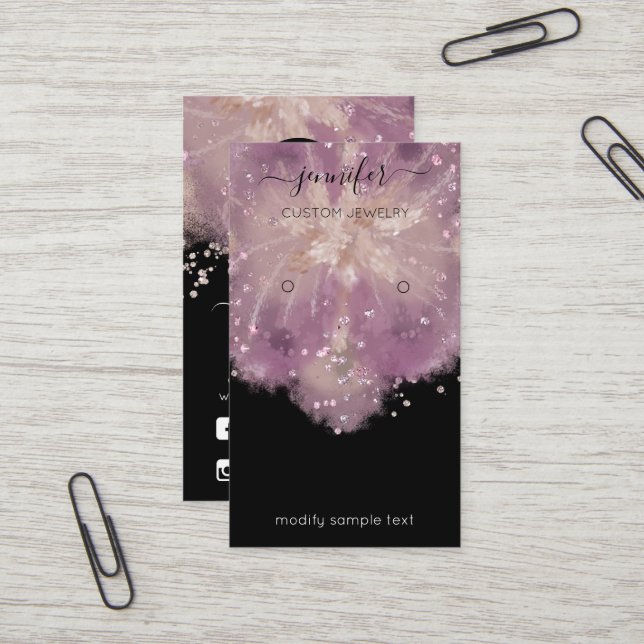Logo Custom Jewelcard Social Confetti Floral Visitenkarte (Vorderseite/Rückseite Beispiel)